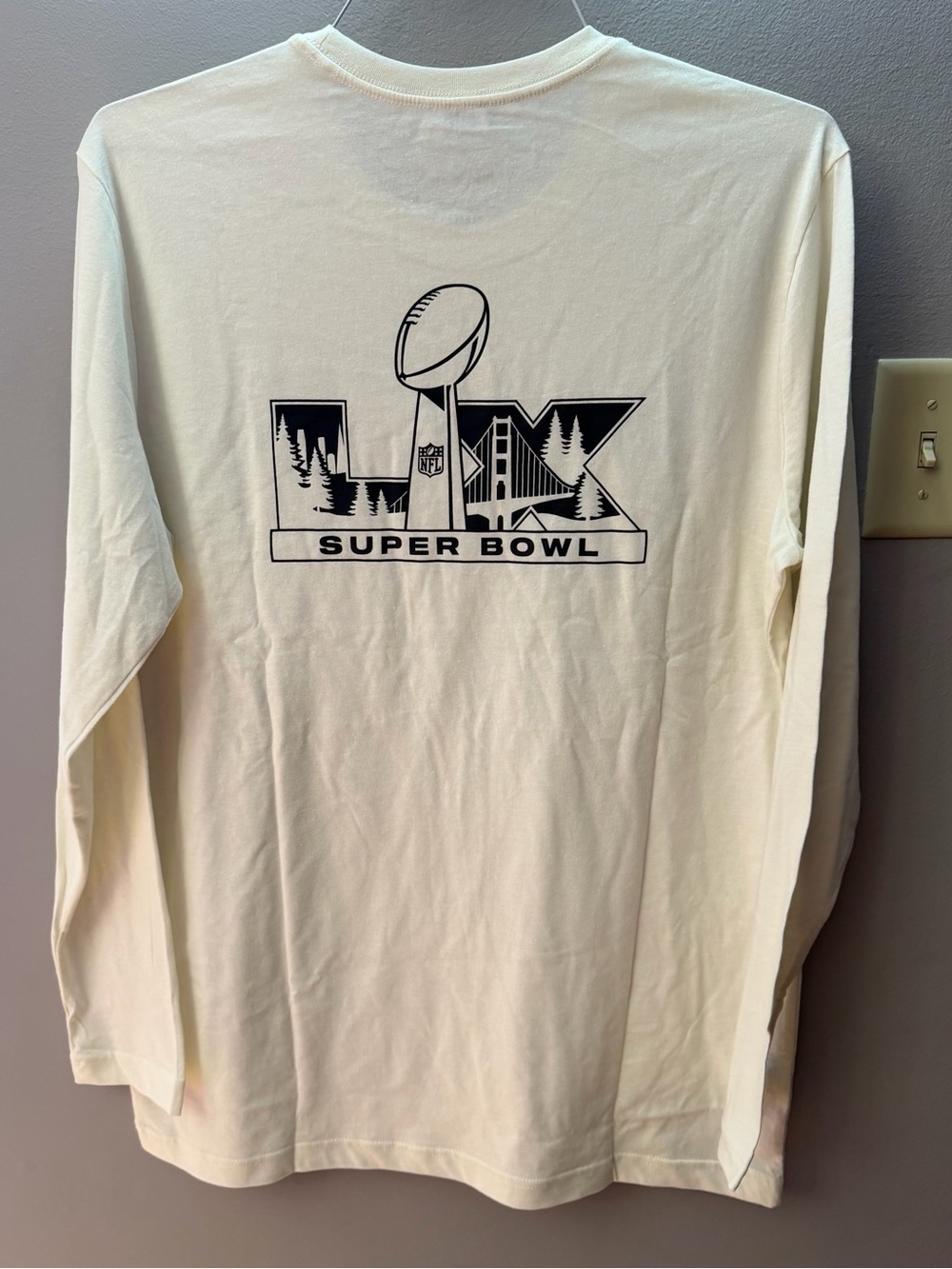 Men's Cream Long-Sleeve Super Bowl LX Graphic Shirt